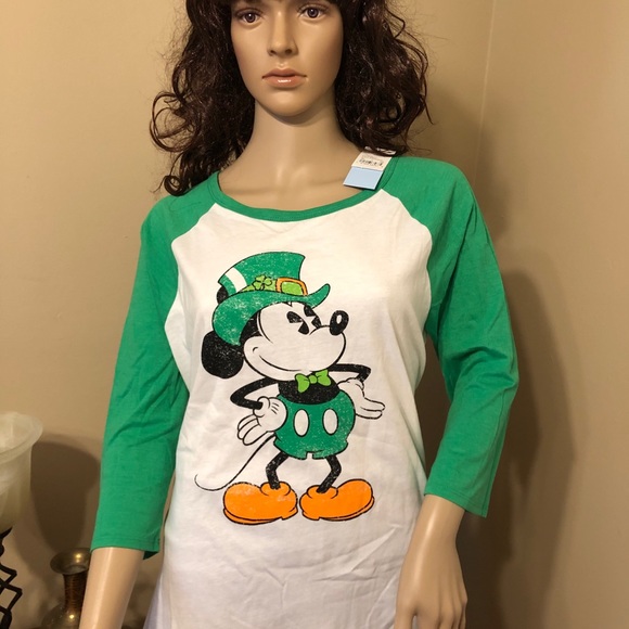 Disney Tops - St Patricks Day Mickey Mouse baseball style Tshirt